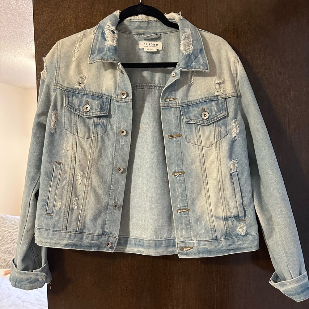 Light Blue Distressed Denim Jacket